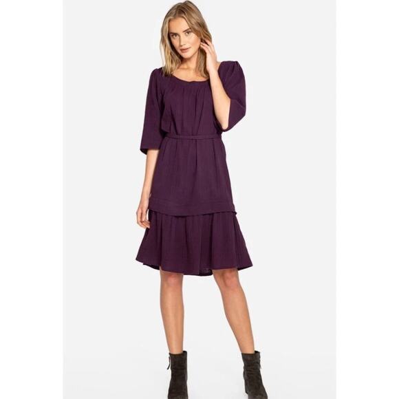 Johnny Was Sz XS Calme Double Gauze Eggplant Dress No Belt Nice Condition! - Picture 1 of 7